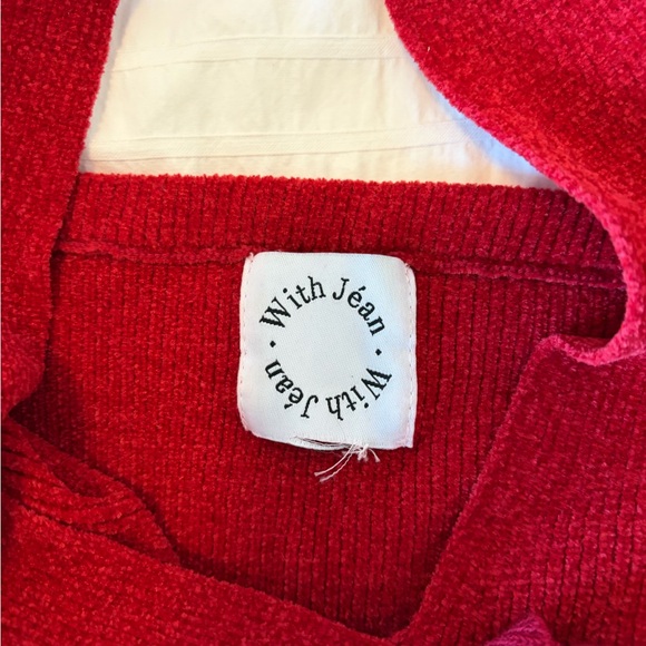 With Jean Red Halter Top with Floral Detail - Picture 2 of 2